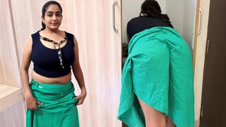 Romantic pleasure with my bhabhi lifting ghaghra near wardrobe while we are alone at home, Desi Hindi audio